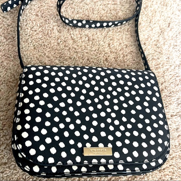 Kate Spade crossbody (large)- black with white polka dots - Picture 3 of 7